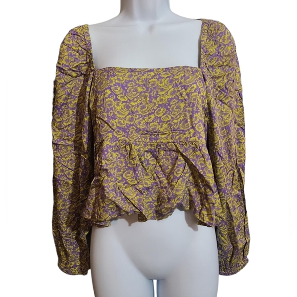 ABOUND paisley smock top with peplum M - Picture 2 of 9
